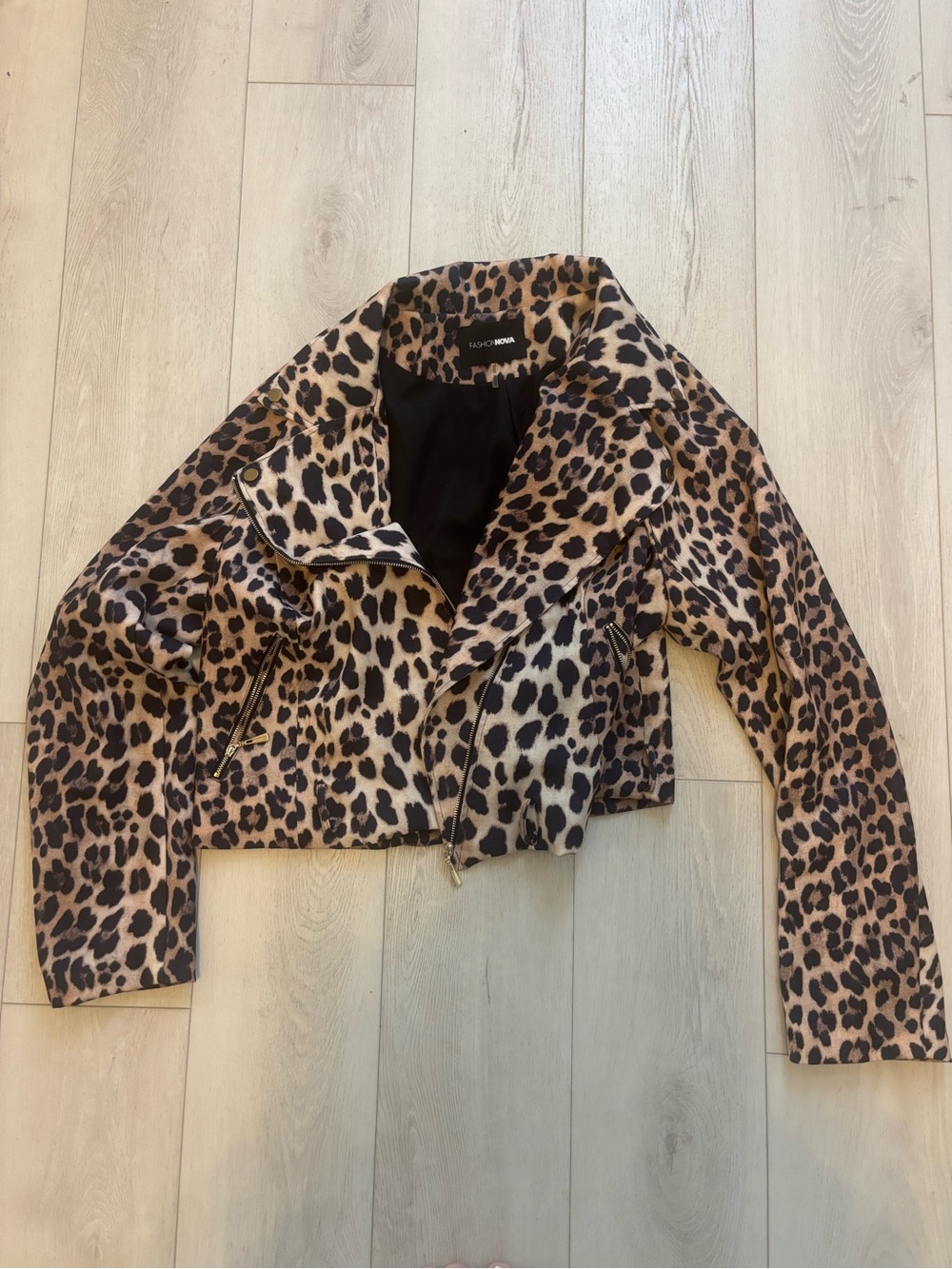 Fashion Nova 3X Leopard Print Cropped Moto Jacket Biker Statement